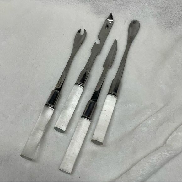 Vintage frontier forge bar hostess set opener tools clear lucite stainless steel - Picture 7 of 8